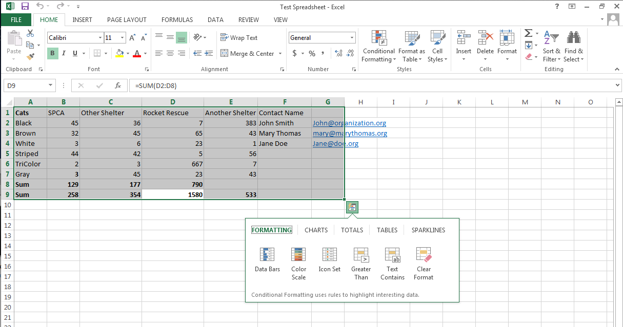 Excel's Recommend Chart feature helps you pick the best format for your data.